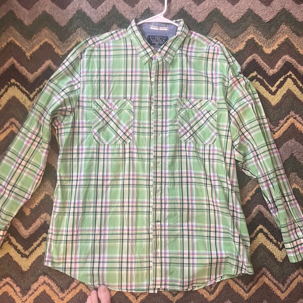 Long sleeve plaid Nautica button-down.